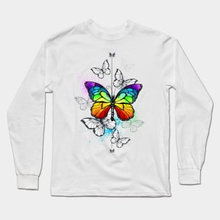 Composition with Rainbow Butterfly Long Sleeve T-Shirt